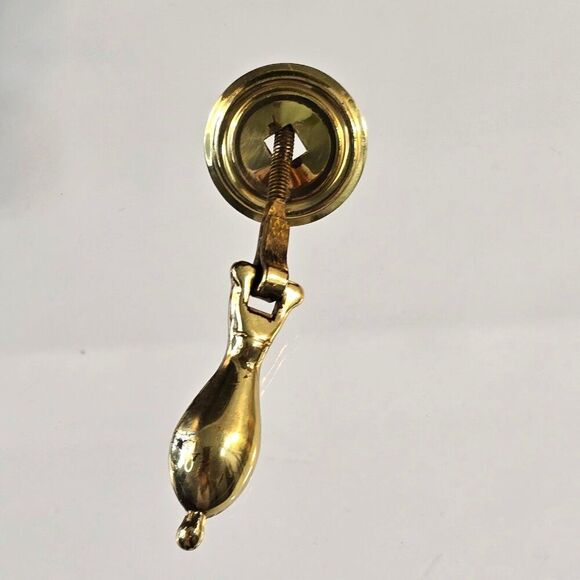 Cabinet Drawer 4 Teardrop Drop Pulls w Backplates Vintage Furniture Hardware - Picture 2 of 6